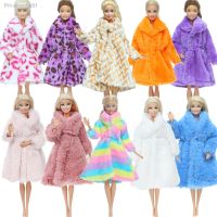 Multicolor 1 Set Long Sleeve Soft Fur Coat Tops Dress Winter Warm Casual Wear Accessories Clothes for Barbie Doll Kids Toy