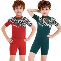 2.5mm Neoprene Wetsuit for Kids Boys Girls Short Sleeve One-piece Dive Suit Back Zip Jumpsuits Sun UV Protection Swimwear Warm