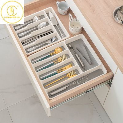 5/6grids Plastic Cutlery Tray Knife Fork Spoon and Chopsticks Storage Box Drawer Organizer Racks Kitchen Srorage Accessories