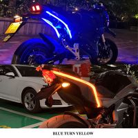 2ชิ้นสัญญาณไฟเลี้ยวรถจักรยานยนต์หลอดไฟ LED เวลากลางวันไฟท้าย DRL มอเตอร์เชือกยาวของตกแต่งกันน้ำได้ไฟเบรกแถบไฟ LED ไหล