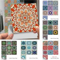 【LZ】◐ﺴ  10pcs/set Mandala Style Crystal Hard Tiles Ceramics Wall Sticker Kitchen Wardrobe Home Decor Art Mural Peel   Stick Wall Decals