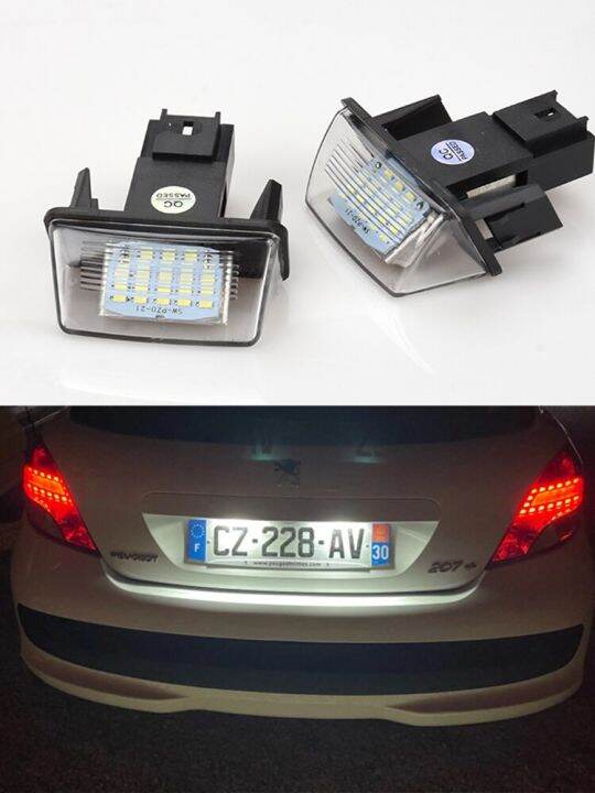 ป้ายทะเบียนรถ-led-2ชิ้นหลอดไฟ12v-สีขาวสำหรับ-citroen-c3-c4-c5-berlingo-ซาโซเอ็กซ์ซารา-picasso-สำหรับ-peugeot-206-207-306