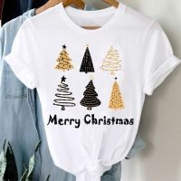 Women Happy New Year Fashion 90s Cute Xmas Tree Print Merry Christmas Tshirts Trend Tee Travel T Shirt Top xmas ss