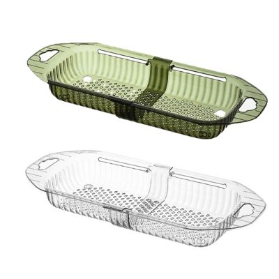 【CC】❀卍㍿  Retractable Drain Rack Gadgets Creativity Tableware Dryer Washing Vegetables Fruit Basin Filter Basket Food Storage