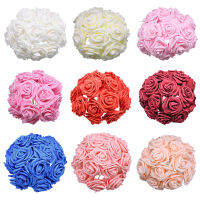 【Cw】24pcs 7cm Cheap Flowers Foam Artificial Rose Flowers Bouquet For Home Garden Party Wedding Decoration Big Rose with. Wire Stem ！