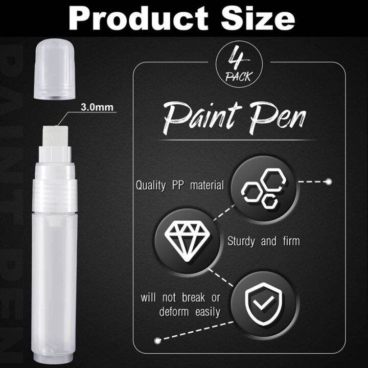 4-pack-paint-pens-15-mm-empty-acrylic-permanent-marker-clear-white-marker-pen-fine-point-empty-refillable-markers