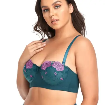 Xiushiren Plus Size Trim Lace Bras For Women Embroidered D Cup