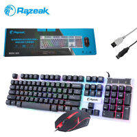 Razeak KEYBOARD RKM-101 เป็นเซตคู่ เมาค์ กับ คีย์บอร์ด เป็นไฟ LED ไฟเรนโบว์ มีปุ่มเปิดปิดไฟด้านบน