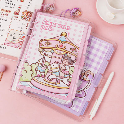 Cute girl Loose-leaf Notebook Spiral Daily Planner Travelers Notepad 6 Hole Kawaii Journals Diary School Stationery Gift Suit