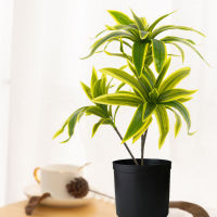 【cw】36cm 3 Heads Small Artificial Plants Fake Tree nch Plastic Bamboo Leaves Palm Foliage Airplant Grass for Room Party Decor ！