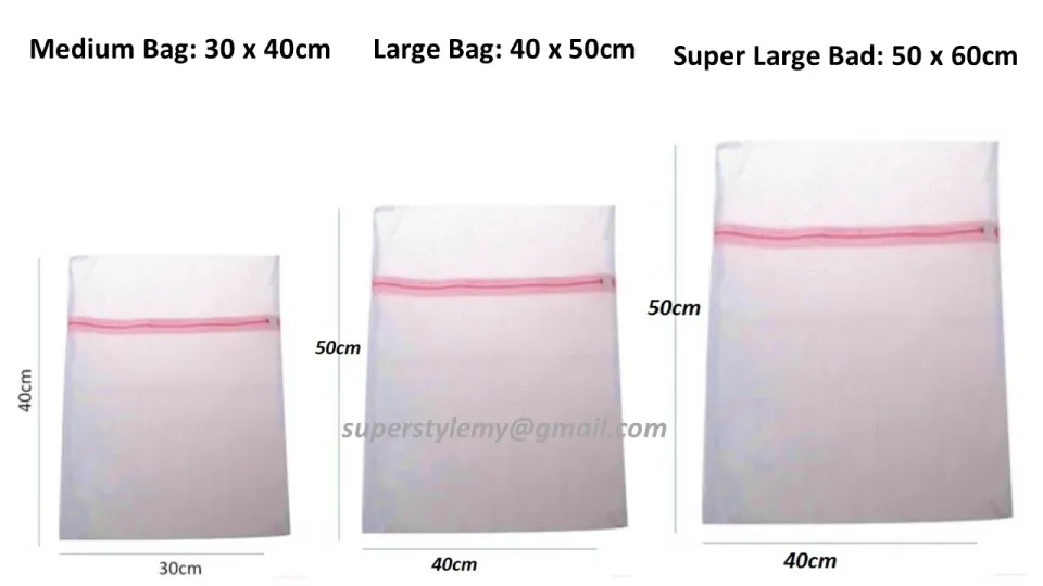 30cm or 40cm or 50cm Mesh Laundry Bags for Delicates with Zipper
