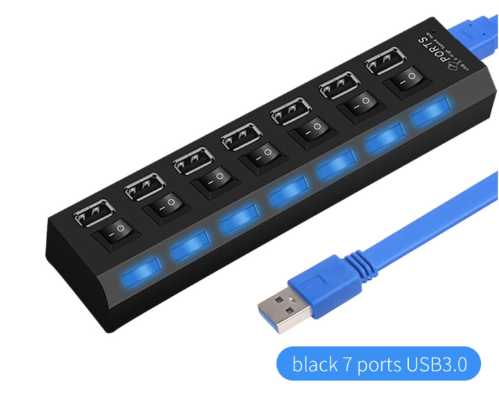 ช่องต่อ-usb-3-0-แบบมี-switch-7-ช่อง-7-port-high-speed-usb-3-0-hub-สีดำ