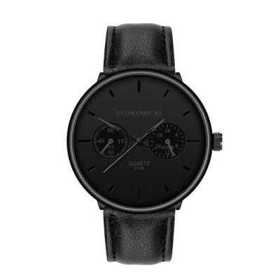 Mens Watches Geometric Round Men&amp;apos;s Hand Table Business Casual Single Calendar Belt Leather Strap Watches