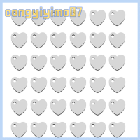 CONGYIYIMO07 เล็กๆน้อยๆ เหล็กไร้สนิม รูปหัวใจ 100ชิ้นค่ะ จี้ชาร์ม รู: 2mm 10x9มม. ป้ายปั๊มแบน วันวาเลนไทน์