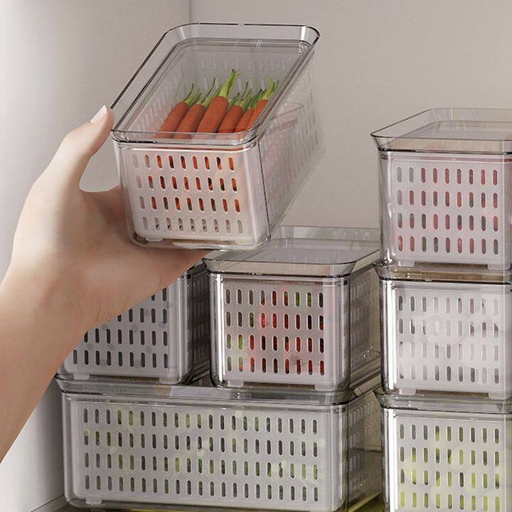 Refrigerator Storage Fresh-keeping Box, Drainage Box, With Lid