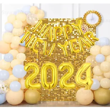 Happy New Year 2024 Balloons Banner 16 Inch Gold Thickened Foil