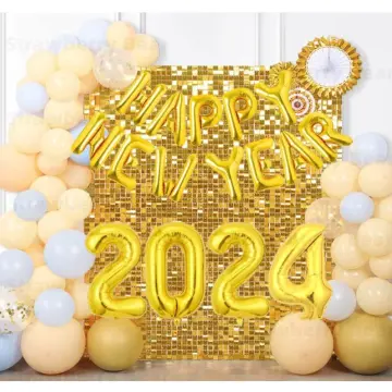 Gold Number 2024 Balloon Set