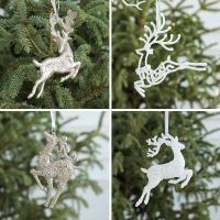 Christmas Tree Transparent Elk Decoration Home Christmas Party White Deer Pendant Wedding Ornament Kids Gift Xmas Decor Ornament