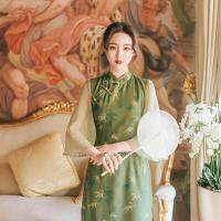 Jodie Vintage หลวม Qipao ผู้หญิง Cheongsam ชุดพื้นบ้านสไตล์แบบดั้งเดิม Pringting จีน Qipao ชุด Elegant Party Dress