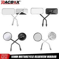 10 mm Chrome Motorcycles Mirror Round Square Retro Universal Motorbike Side Rear Moto Mirrors for Honda Scooter Dirt Bike UTV