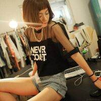 Fashion Loose Letter Print Short Sleeve T-Shirt Blouse Tops