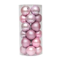 24PCS Christmas Ball Ornaments Pink Ball Ornaments 2022 Christmas Tree Decorations Festive Holiday Wedding Party 3CM