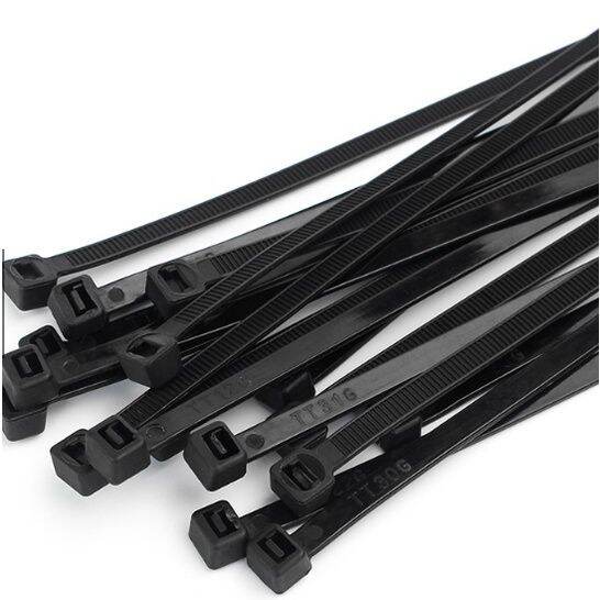 สายรัด-cable-ties-เคเบิ้ลไทร์-สายรัดไนลอนพลาสติกสีดำ-100-ชิ้น-10cm-1ชุด