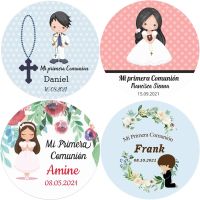 【LZ】 3-7 Cm Mi Primera Comunion Sticker  First Holy Name Of The Communion Collection Baptism CustomParty Gift Tag