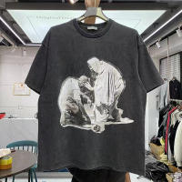 Distressed Kanye Yeezus Tour T เสื้อ Redemption บทคัดย่อพิมพ์แขนสั้น Harajuku 2023ผู้ชาย Streetwear Vintage หลวมเสื้อยืด