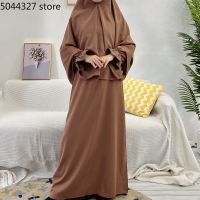 【YF】 Ramadan Eid Hooded Abaya 2 Piece Sets Muslim Women Jilbab Long Khimar Hijab Dress Set Turkey Prayer Clothes Niqab Djellaba