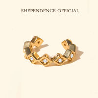 Shependence ต่างหูหนีบคริสตัลทรงไดมอนด์ (Diamond Shape Ear Cuff)