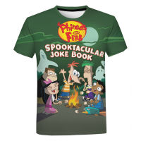 2023 New เสื้อยืด Phineas และ Ferb การ์ตูนอะนิเมะ3D พิมพ์ Streetwear ผู้ชายผู้หญิงแฟชั่นขนาดใหญ่ T เสื้อเด็กชายหญิง Tees Tops