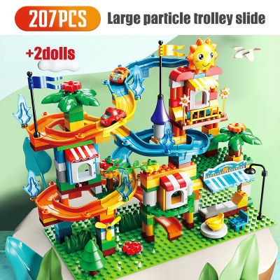 Marble Race Run Block Big Size Building Blocks Plastic Funnel Slide DIY Assembly Bricks Toys For Children