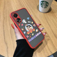 พร้อมเคสโทรศัพท์สำหรับ OPPO A78 4G ไดรว์ภาพการ์ตูนน่ารักสีเทียน Shin-Chan มีน้ำค้างแข็งโปร่งใสฮาร์ดเคสใส่โทรศัพท์กันกระแทกกล้องคลุมทั้งหมดเคสป้องกัน