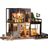 Hot Sale DIY Doll House Wooden Miniatura dollhouse Miniature Doll House With Furniture Kit Villa LED Lights Birthday Gift K033