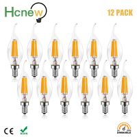 12PCS C35 4W Dimmable Led Bulb E12 E14 Filament Candle Light Bulb 2700k Warm White Edison Retro Candelabra Antique Led Lamp