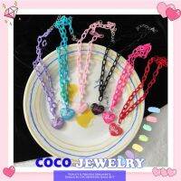 COCOJEWELRY Dopamine Pink Barbie จี้รูปหัวใจ INS Cewek Seksi Bungee Disco สร้อยคอสุดเท่