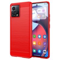 SmartPhonemall For Motorola Edge 30 Fusion/Moto S30 Pro Brushed Texture Carbon Fiber TPU Phone Case(Red)