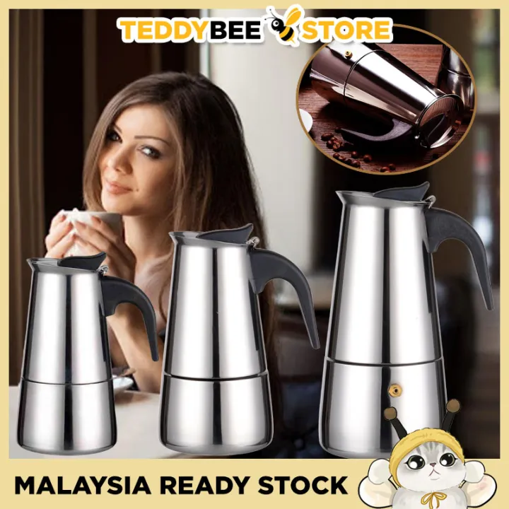 Stainless Steel 200ml 4Cups Percolator Moka Pot Espresso Coffee Maker