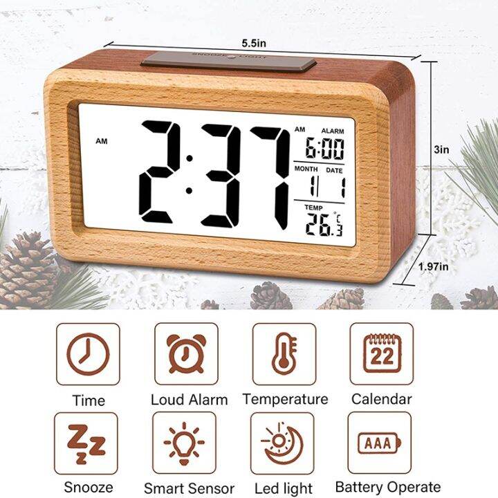 wooden-large-led-digital-alarm-clock-smart-sensor-night-light-with-snooze-date-temperature-12-24hr-switchable