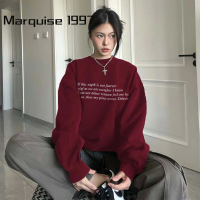 Marquise1997 เสื้อฮู้ด เสื้อแขนยาวอบอุ่น หลวมและสบาย ทันสมัย วินเทจ สบาย ชิค WWY2391CJD 43Z231023