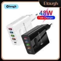 Elough เครื่องชาร์จเร็ว48W แบบเครื่องชาร์จ USB ที่ชาร์จโทรศัพท์มือถือ5พอร์ตพลังงาน Xiaomi อะแดปเตอร์สำหรับ Samsung ไอโฟนหัวเหว่ย3.1A