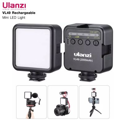 ULANZI VL49 สีดำ Mini LED Video Light ไฟ LED ขนาดพกพา มาพร้อมแบตเตอรี่ในตัว ขนาด 2000 mAh