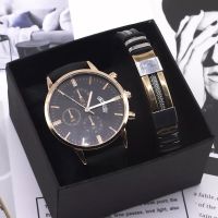 【CW】 Men Set Fashion Sport Wrist Alloy Leather Band Business Wristwatch calendar