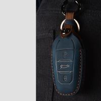 ▩▬ Leather Car Key Case Cover for Peugeot 308 408 508 2008 3008 4008 5008 Citroen C4 C4L C6 C3-XR Accessories Shell Key Ring