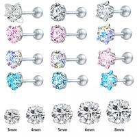 4 คู่/ล็อต 3-8mm CZคริสตัลสตัดสเตนเลสสตีลต่างหูชุดสำหรับผู้หญิงEAR Studs 4 สีต่างหูหัวใจรอบเริ่มต้นCubic Zirconiaต่างหูกระดูกอ่อนเจาะTragusเจาะหูใบหูเครื่องประดับ