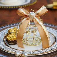 Wedding Candy Box Tinplate Pearl ribbon Bird Cage Gift Bags With Handles Chocolate Favor boxes packaging gift box Party Supplies Storage Boxes