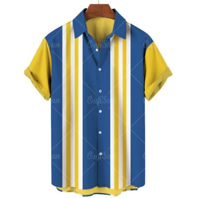 ♦เสื้อฮาวายสำหรับผู้ชายและผู้หญิง,เสื้อฮาวายพิมพ์ลายเสื้อลายทางเสื้อระบายอากาศ5Xl22-23ฤดูร้อนแขนสั้นงานปาร์ตี้ชายหาด