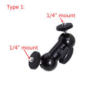 14 "Mount Double Ball Head ที่วางขาตั้งกล้อง Magic Arm Mini Ballhead พร้อมอะแดปเตอร์รองเท้าเย็นสำหรับจอภาพ LED Video Light