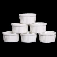 6Pcs White Porcelain Souffle Ramekins Desserts Custard Cups Baking Tools 4oz New